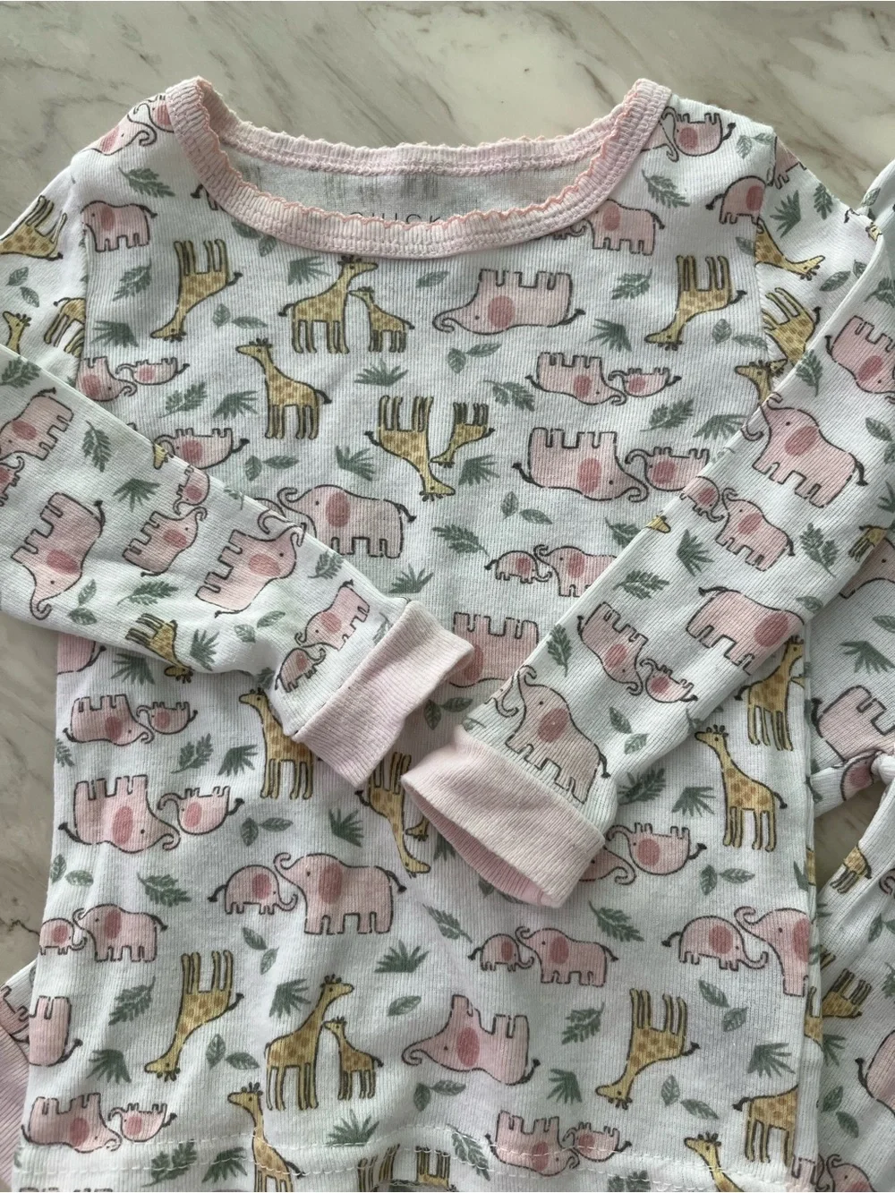 Toddler Pink Elephant & Giraffe Printed Pajama Set